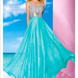 Light turquoise evening gown